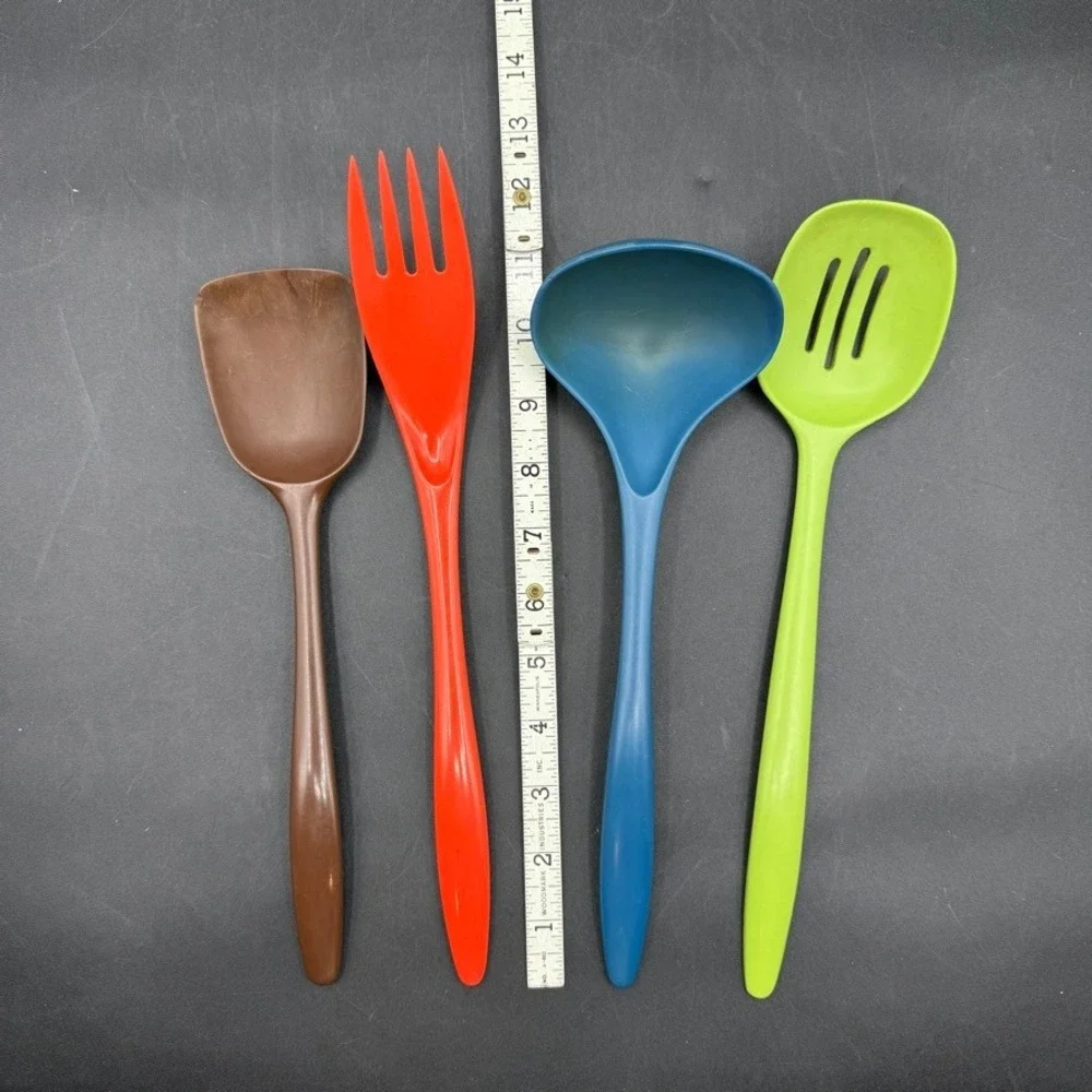 Vintage Mepal Rosti Hutzler Melamine Kitchen Utensil Set Mixed Colors 4pc MCM